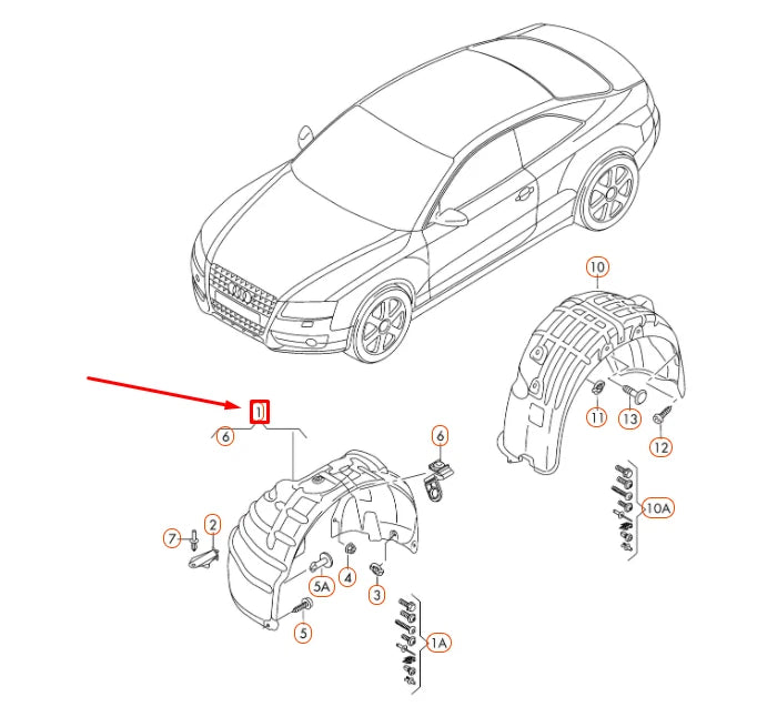 NEW AUDI A4 B8 FRONT LEFT WHEEL HOUSING LINER 8K0821133E ORIGINAL