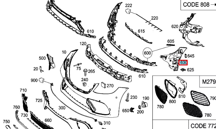 NEW MERCEDES-BENZ S W222 FRONT LEFT BUMPER BRACKET A2228858900 ORIGINAL