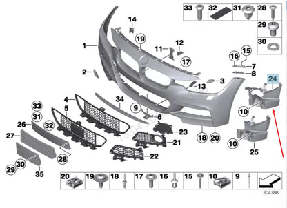 NEW BMW 3 F31 LEFT FOG LIGHT GRILLE BRACKET 51118062633 8062633 2016 ORIGINAL