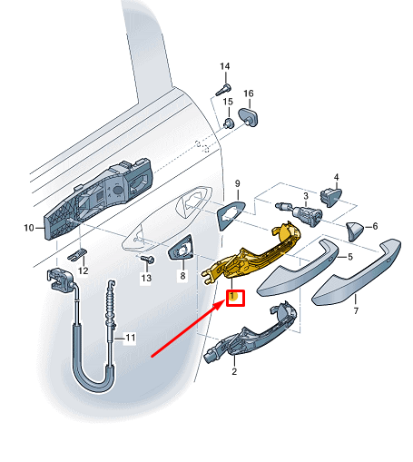 new audi q4 e-tron front left door exterior handle 8y0837205a original