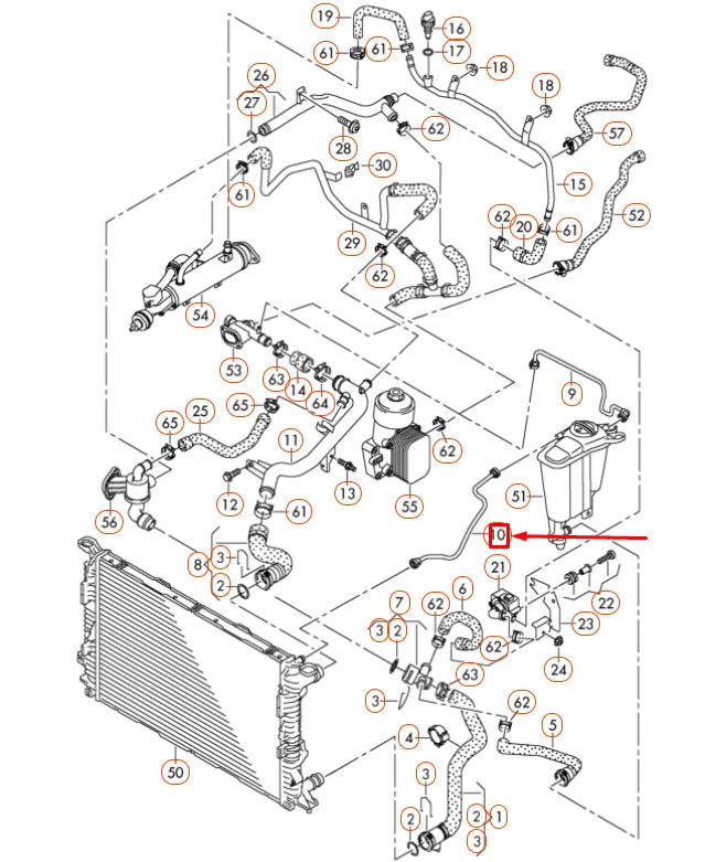 NEW AUDI Q5 8R FRONT RADIATOR COOLANT PIPE 8R0121081M ORIGINAL
