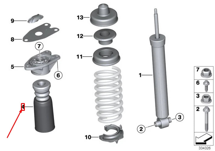 NEW BMW 1 F20 REAR SPRING STRUT ADDITIONAL DAMPER 33536858240 ORIGINAL