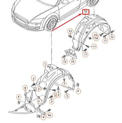 NEW AUDI TT 8J REAR RIGHT WHEEL HOUSING LINER 8J0810172E ORIGINAL
