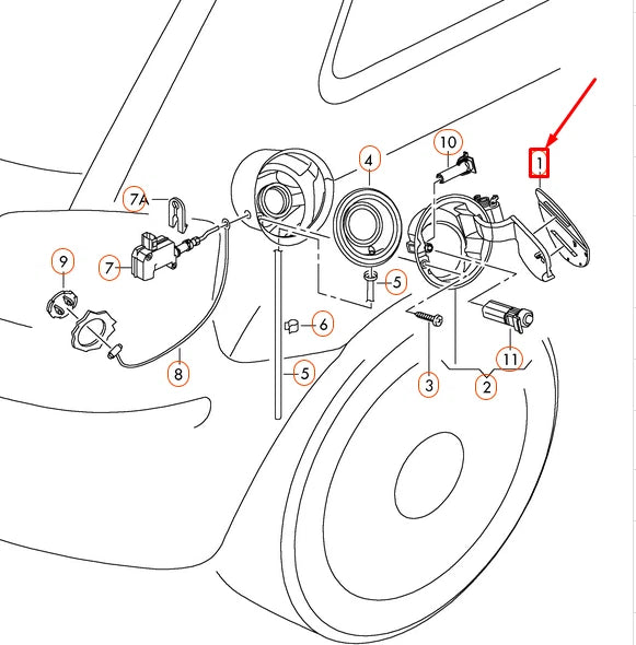 NEW AUDI A3 SPORTBACK 8P FUEL FILLER FLAP 8P4809907DGRU ORIGINAL