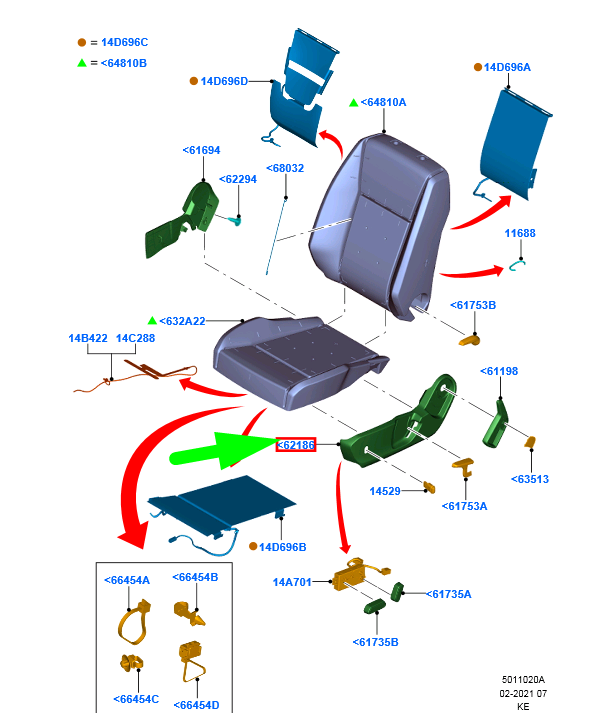 new ford ranger mk3 front left seat cushion valance lhd 1750663 original
