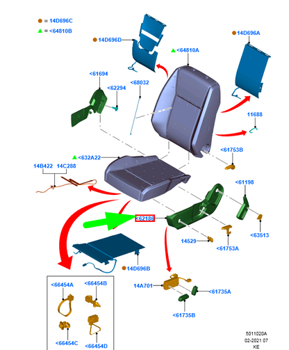 new ford ranger mk3 front left seat cushion valance lhd 1750663 original