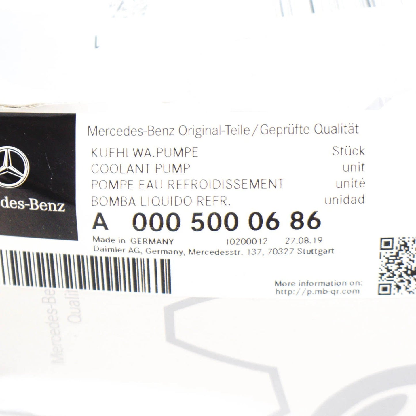 NEW MERCEDES-BENZ GLA X156 LOW TEMPERATURE COOLANT PUMP A0005000686 ORIGINAL