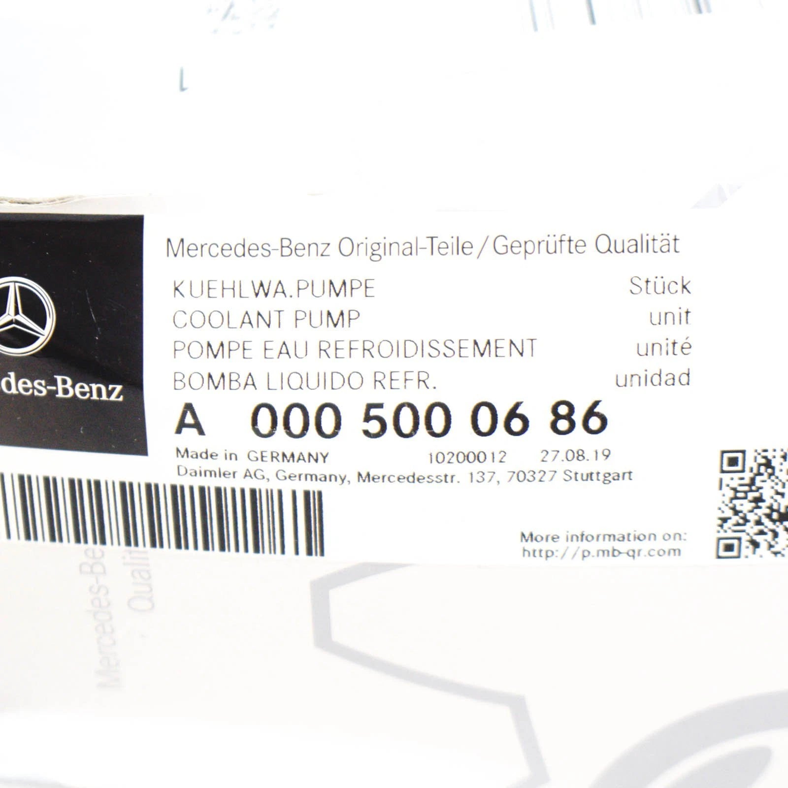 NEW MERCEDES-BENZ GLA X156 LOW TEMPERATURE COOLANT PUMP A0005000686 ORIGINAL