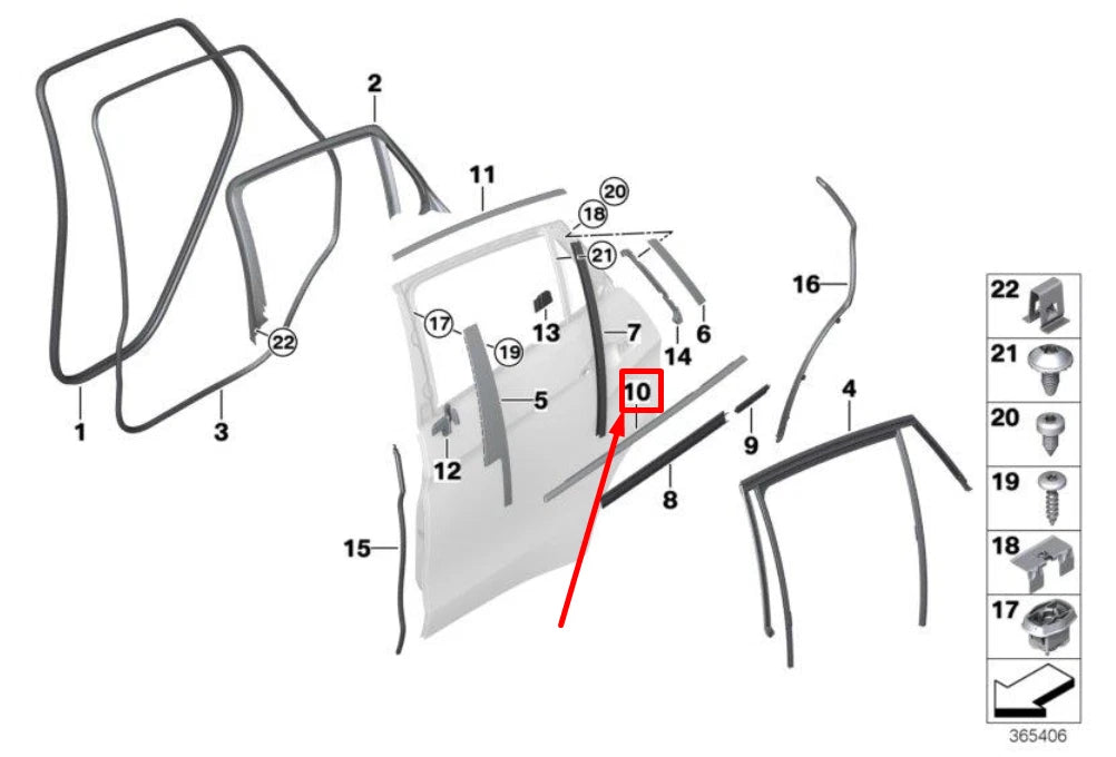 NEW BMW X6 F16, F86 REAR LEFT DOOR WINDOW MOLDING 7377897 51357377897 ORIGINAL