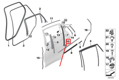 NEW BMW X6 F16, F86 REAR LEFT DOOR WINDOW MOLDING 7377897 51357377897 ORIGINAL