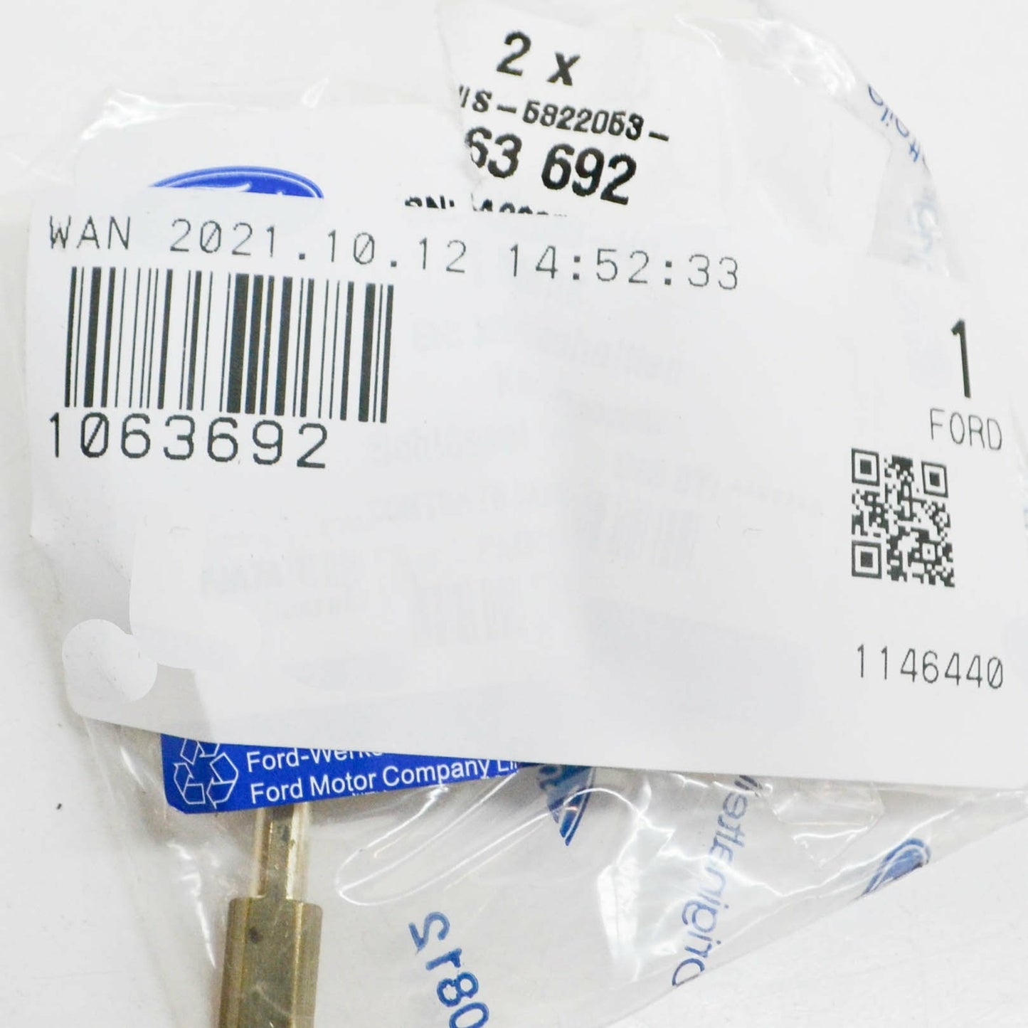 new ford fiesta ws mk5 blank key xs41-a22053-hc 1063692 original