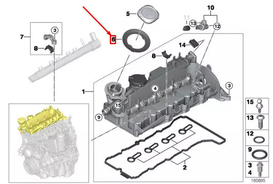 NEW BMW 1 E81 OIL CAP GASKET 11127801695 7801695 ORIGINAL