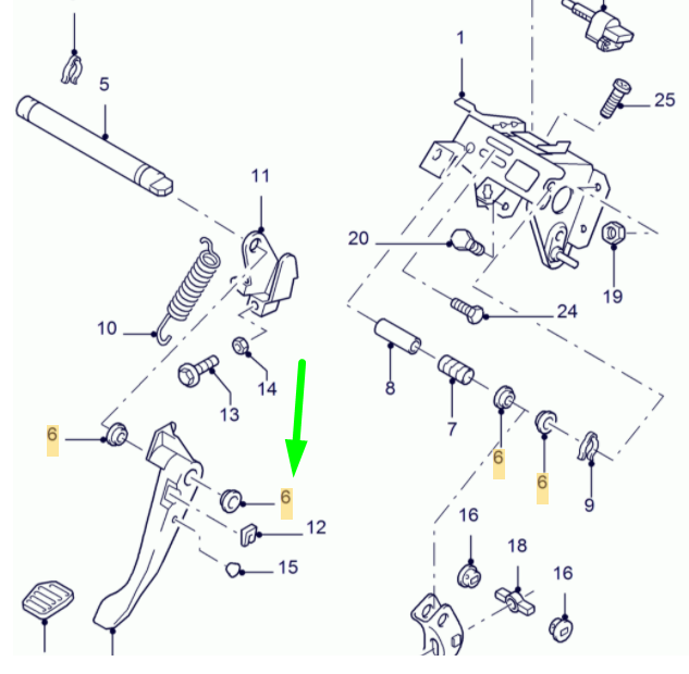 new ford ka mk1 brake / clutch pedal bush 7021871 93ab-2461-aa original