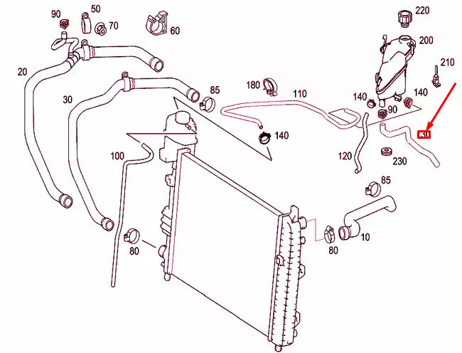NEW MERCEDES-BENZ A W168 EXPANSION TANK TO WATER PUMP HOSE A1685010882 ORIGINAL