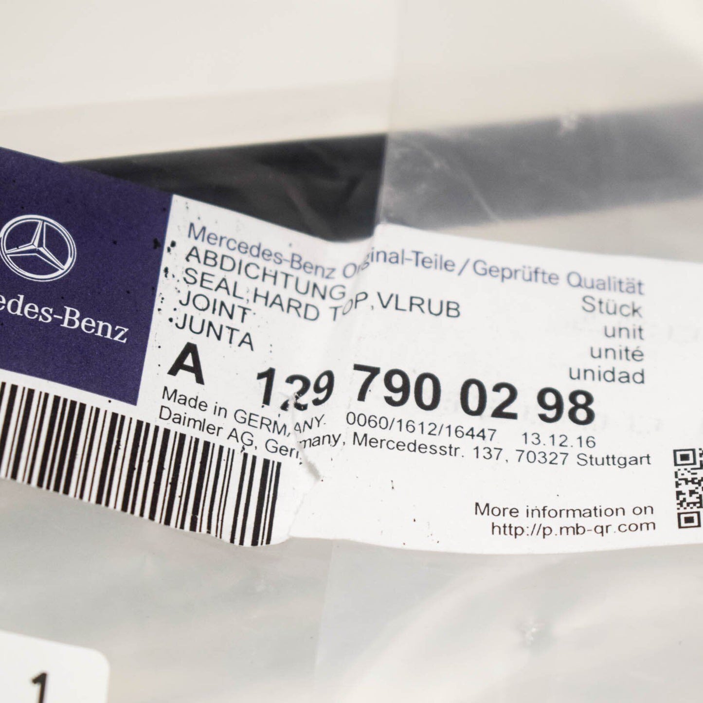 NEW MERCEDES BENZ SL R129 FRONT HARD TOP SEAL A1297900298 ORIGINAL