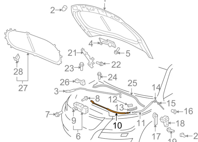 NEW VOLKSWAGEN TIGUAN 5N FRONT LID LOCK CABLE 5N0823531A ORIGINAL