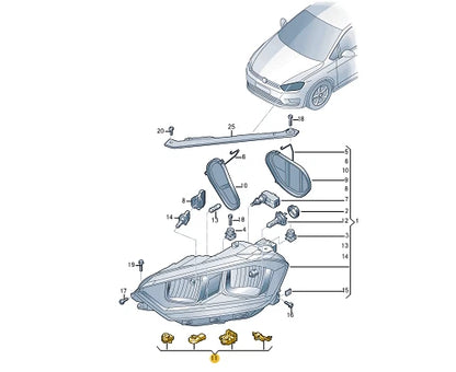 NEW VW GOLF SPORTSVAN AM1 FRONT HEALDIGHT RIGHT REPAIT KIT 510998226 ORIGINAL