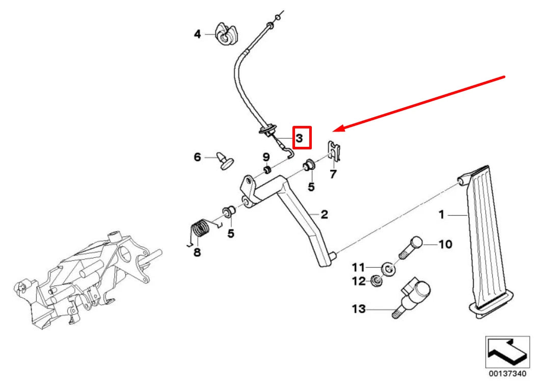 NEW BMW 7 E38 ACCELERATOR BOWDEN CABLE 35411161726 1161726 ORIGINAL