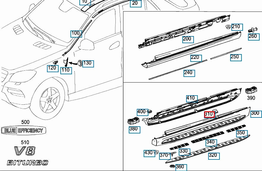 NEW MERCEDES-BENZ GLE W166 LEFT FOOTREST CLADDING COVER CAP A1666980725 ORIGINAL