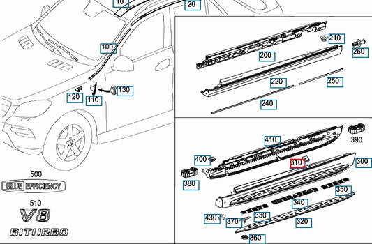 NEW MERCEDES-BENZ GLE W166 LEFT FOOTREST CLADDING COVER CAP A1666980725 ORIGINAL