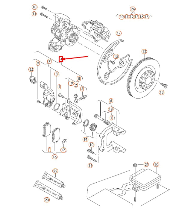 NEW AUDI Q5 8R REAR RIGHT BRAKE CALIPER WITH SERVOMOTOR 8K0615404D ORIGINAL