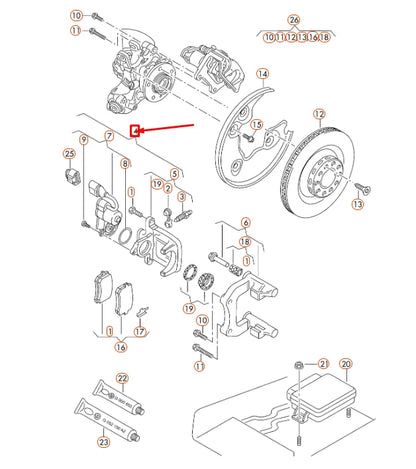 NEW AUDI Q5 8R REAR RIGHT BRAKE CALIPER WITH SERVOMOTOR 8K0615404D ORIGINAL