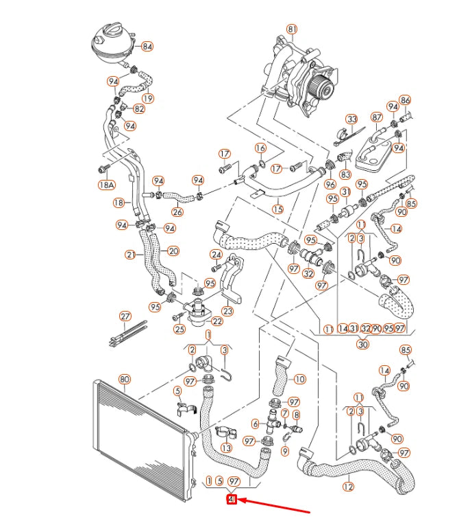 NEW VOLKSWAGEN TIGUAN 5N MK1 LOWER RADIATOR HOSE 5N0121051M