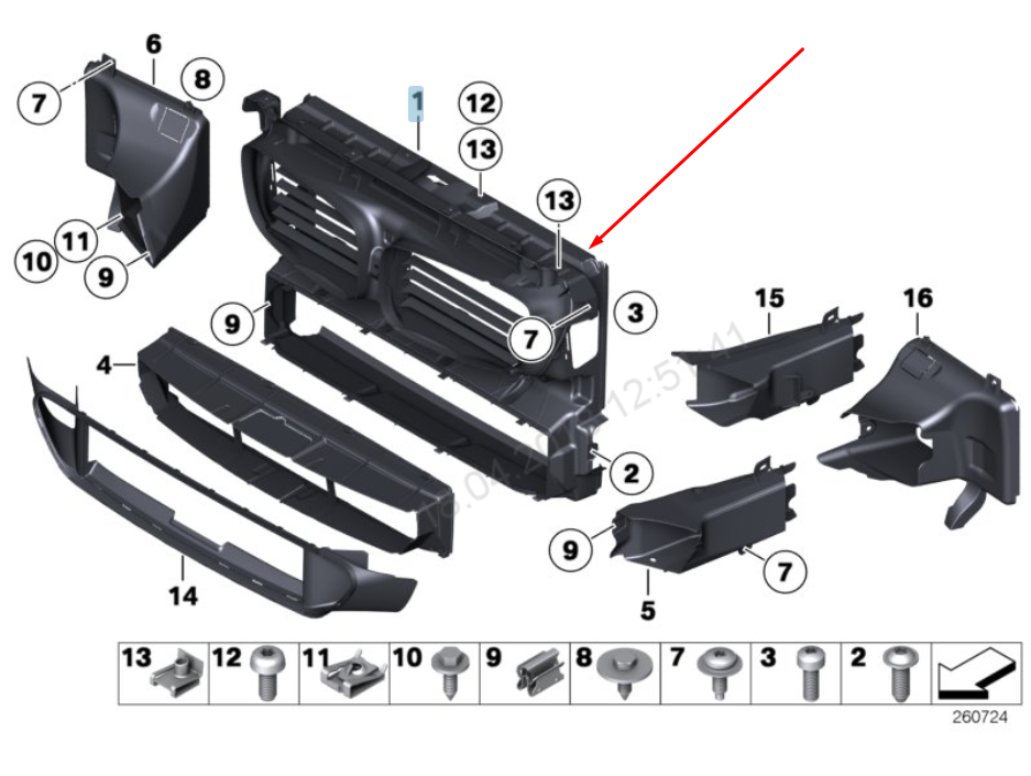 new bmw 5 gt f07 front radiator air duct 51747200765 7200765 2015 original