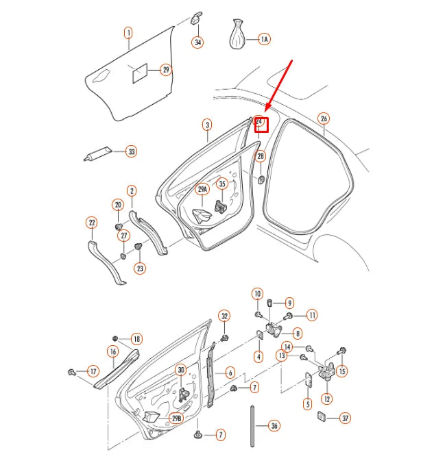 NEW VOLKSWAGEN JETTA A5 REAR DOOR OUTER SEAL 1K5839702B5AP ORIGINAL
