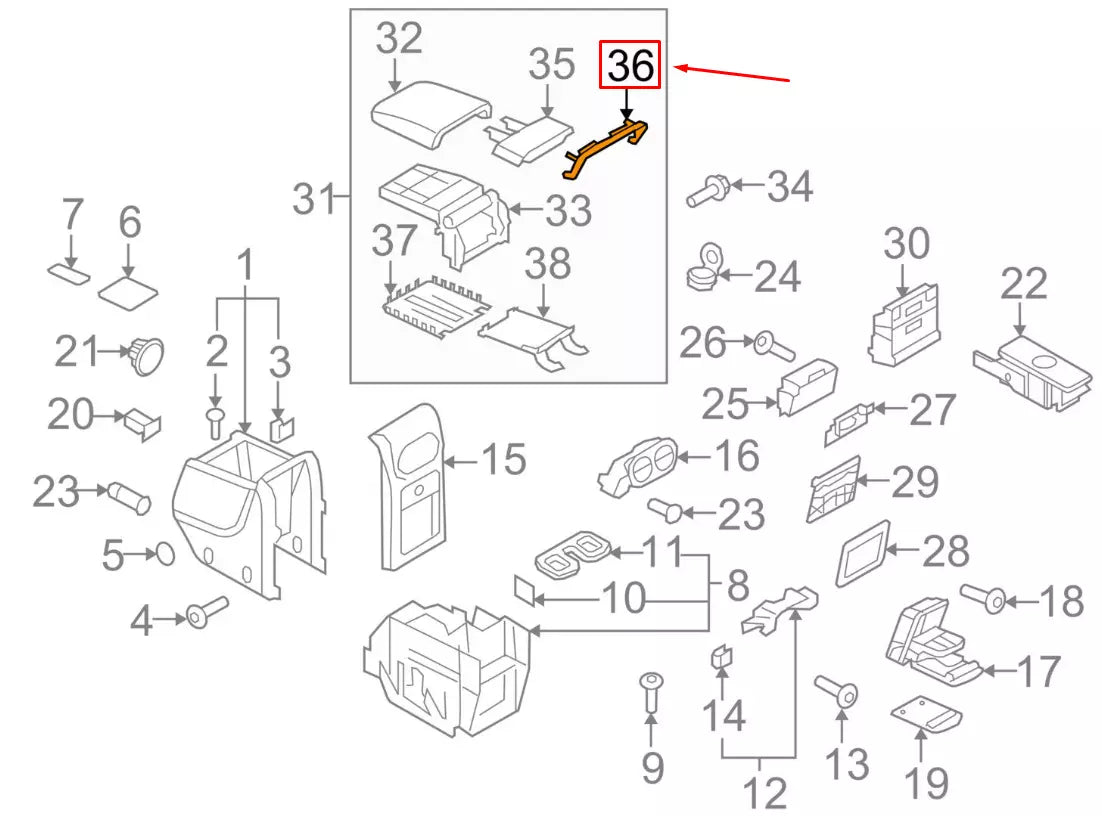 NEW VW GOLF PLUS MK5 INTERIOR FRONT ARMREST UPPER TRIM 5M08632809B9 ORIGINAL