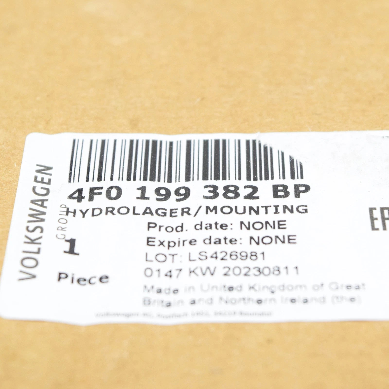 NEW AUDI A6 C6 RIGHT SIDE ENGINE HYDRO MOUNT 4F0199382BP ORIGINAL