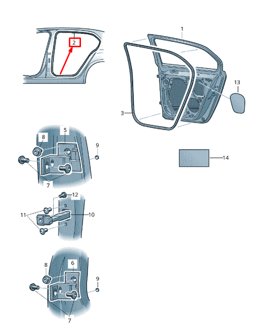 new skoda superb mk2 3t rear inner door sealing rubber 3t5867367a original