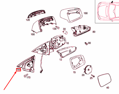 NEW MERCEDES-BENZ C W204 FRONT RIGHT DOOR MIRROR SEAL A2048110898 ORIGINAL