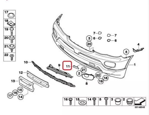 NEW BMW X5 E53 FRONT BUMPER RIGHT TOW HOOK EYE CAP COVER 51117116672 ORIGINAL