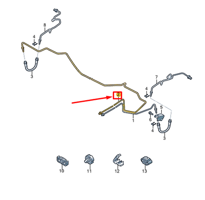 new vw polo aw mk6 rear right brake line 2q0614684m original