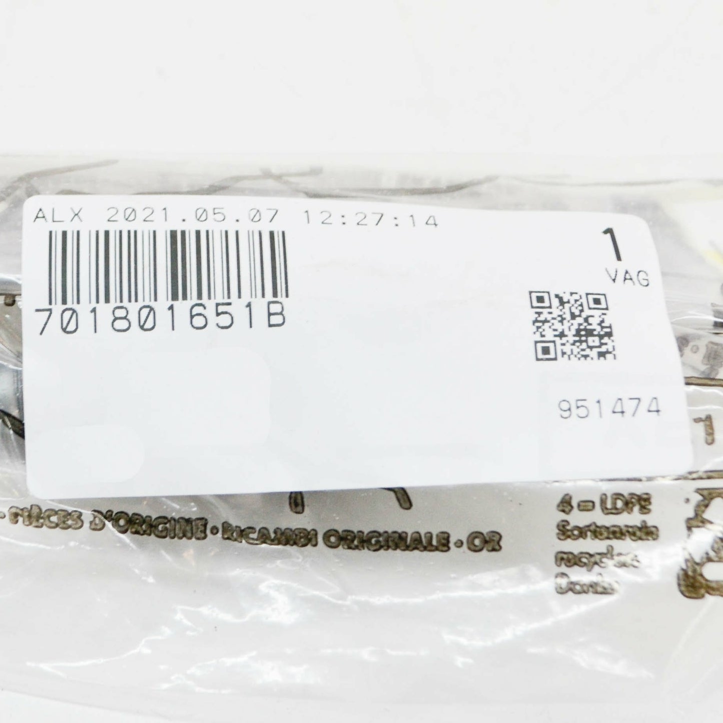 NEW VW TRANSPORTER T5 SPARE WHEEL MOUNTING HEXAGON BOLT 58MM 701801651B ORIGINAL