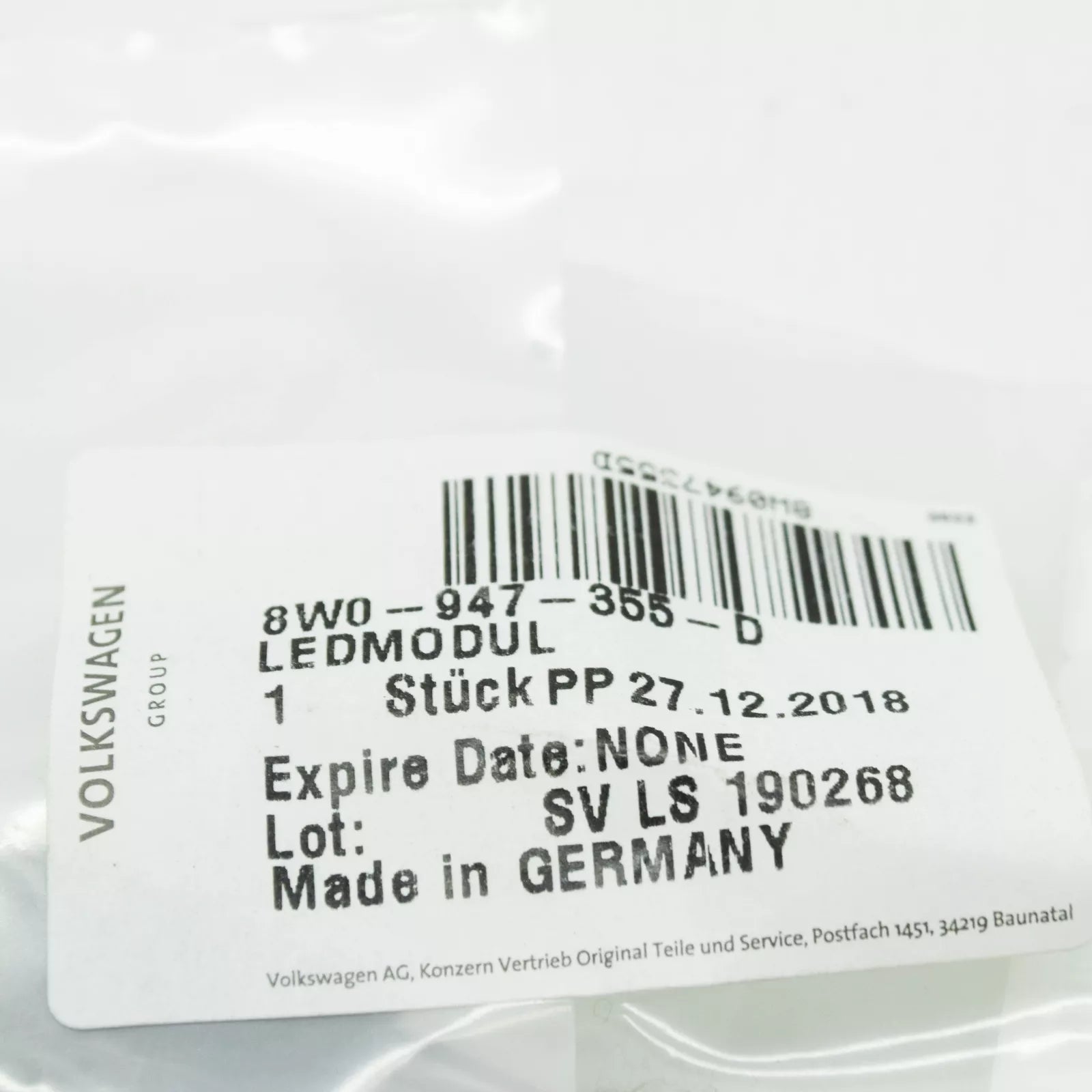 NEW AUDI A4 B9 AVANT FRONT RIGHT DOOR MODULE 8W0947355DM ORIGINAL