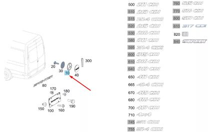 NEW MERCEDES-BENZ SPRINTER W907 REAR COMPANY SIGN BADGE A9078172400