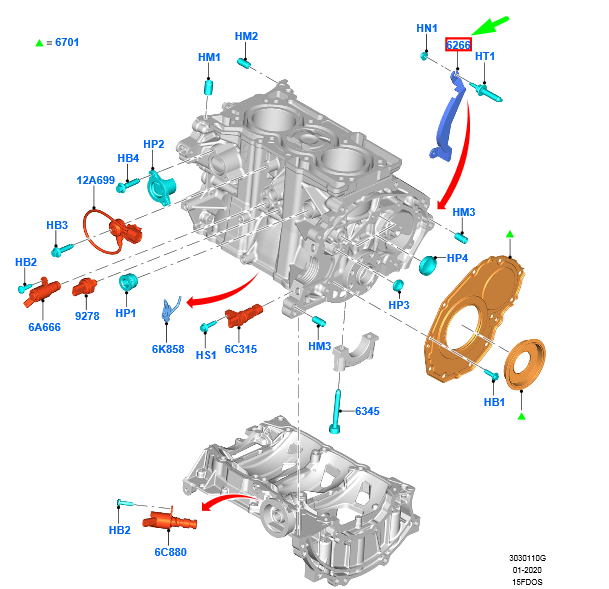 new ford kuga mk3 cylinder block cover assy 2245443 jx6g-6d046-ab original