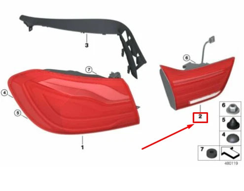 NEW BMW 4 COUPE F32 REAR LEFT INNER BLACK LINE TAILLIGHT 63219491583 ORIGINAL