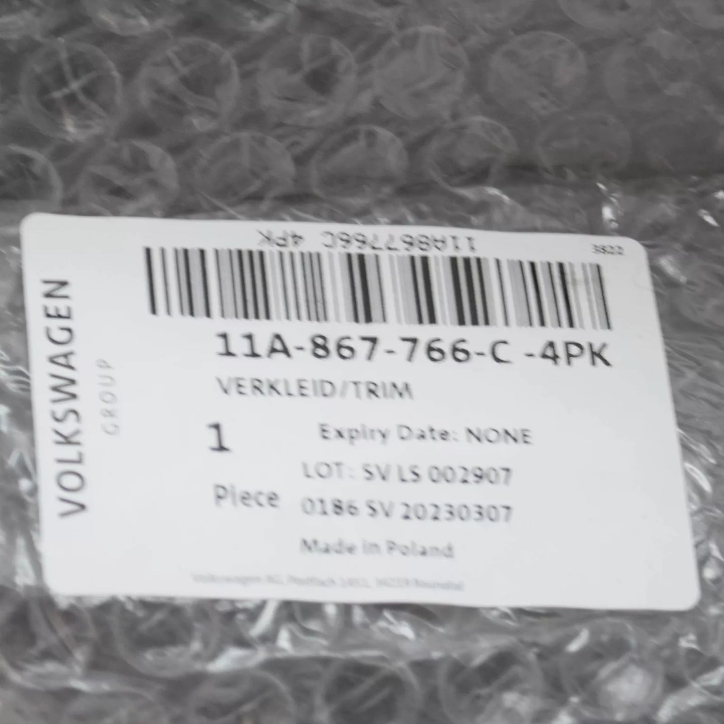 NEW VOLKSWAGEN ID.4 REAR RIGHT LOWER C-PILLAR COVER 11A867766C4PK ORIGINAL