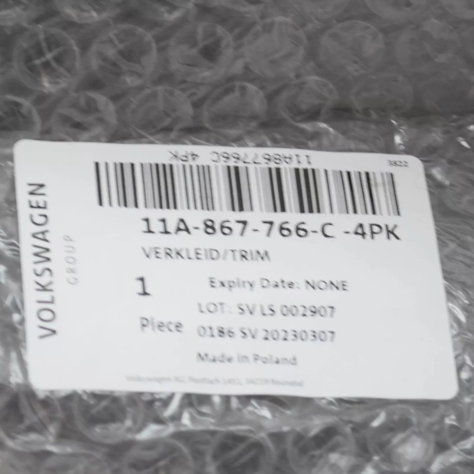 NEW VOLKSWAGEN ID.4 REAR RIGHT LOWER C-PILLAR COVER 11A867766C4PK ORIGINAL