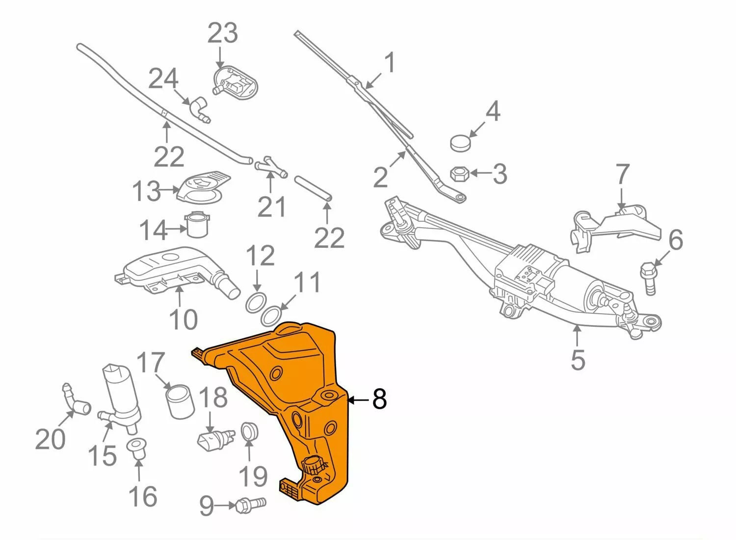 NEW AUDI Q5 8R WASHER BOTTLE TANK 8R0955453D