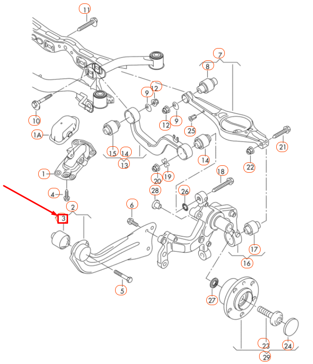 NEW VOLKSWAGEN CC REAR CONTROL ARM BUSHING 3C0505541 ORIGINAL