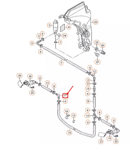 NEW AUDI A6 C6 HEADLIGHT WASHER SYSTEM HOSE ELBOW FITTING 1J0955665A ORIGINAL