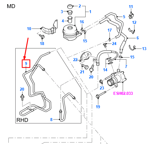new ford ranger mk2 power steering tube assy rhd 6m34-3a713-aa 1454865 original