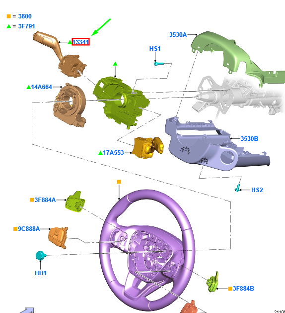 new ford kuga mk3 steering dir. indic/warning flasher switch 2482417 original