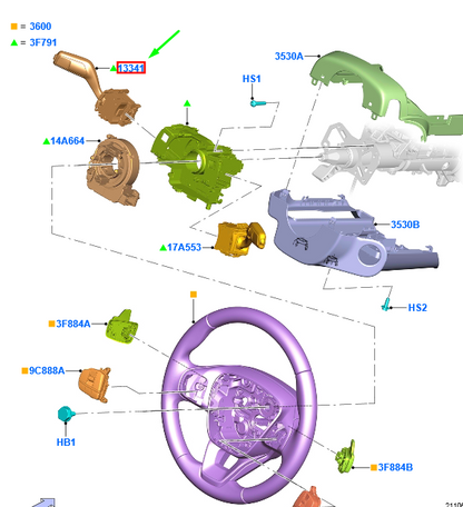 new ford kuga mk3 steering dir. indic/warning flasher switch 2482417 original
