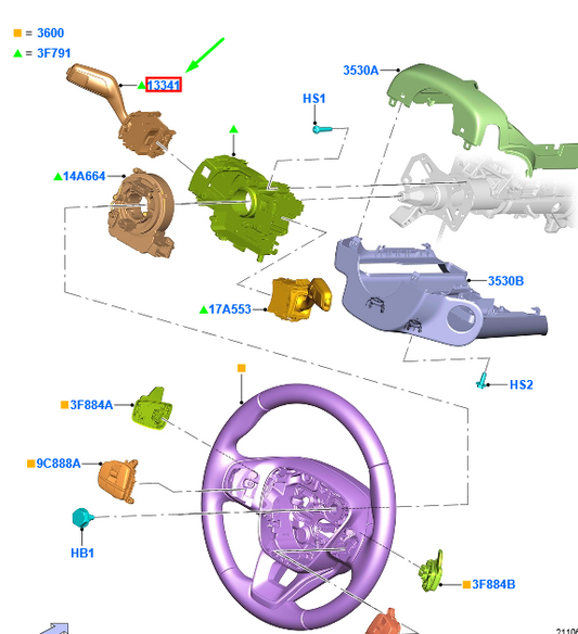 new ford kuga mk3 steering dir. indic/warning flasher switch 2482417 original