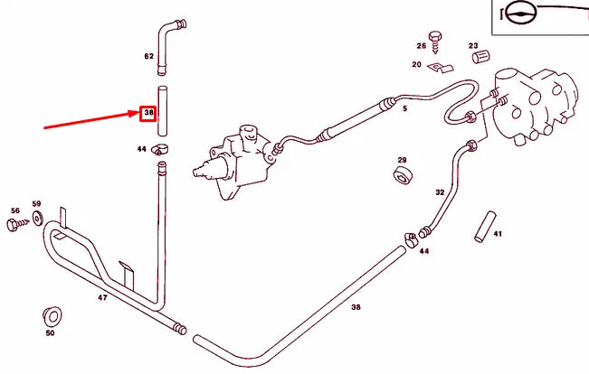 NEW MERCEDES-BENZ SL R107 STEERING HOSE LHD A0009974752 ORIGINAL